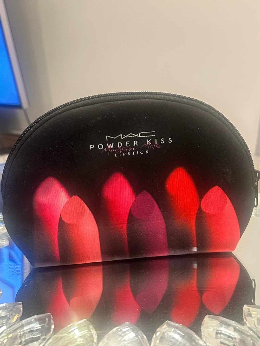 Rare MAC Powder Kiss Lipstick Cosmetic Bag Black Limited Edition Makeup Pouch
